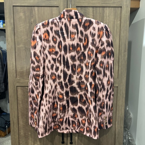 NWT C/MEO Collective Small Leopard blazer Linen Blend - Picture 2 of 12